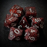 Thumbnail for Glitter in Red & Brown Resin - 7pcs RPG Full Dice Set