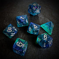 Thumbnail for Glitter in Blue & Green Resin - 7pcs RPG Full Dice Set