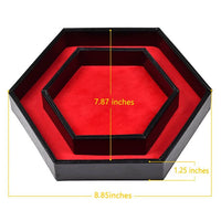 Thumbnail for Red Velvet & Black PU Leather - Hexagon Lid Dice Tray