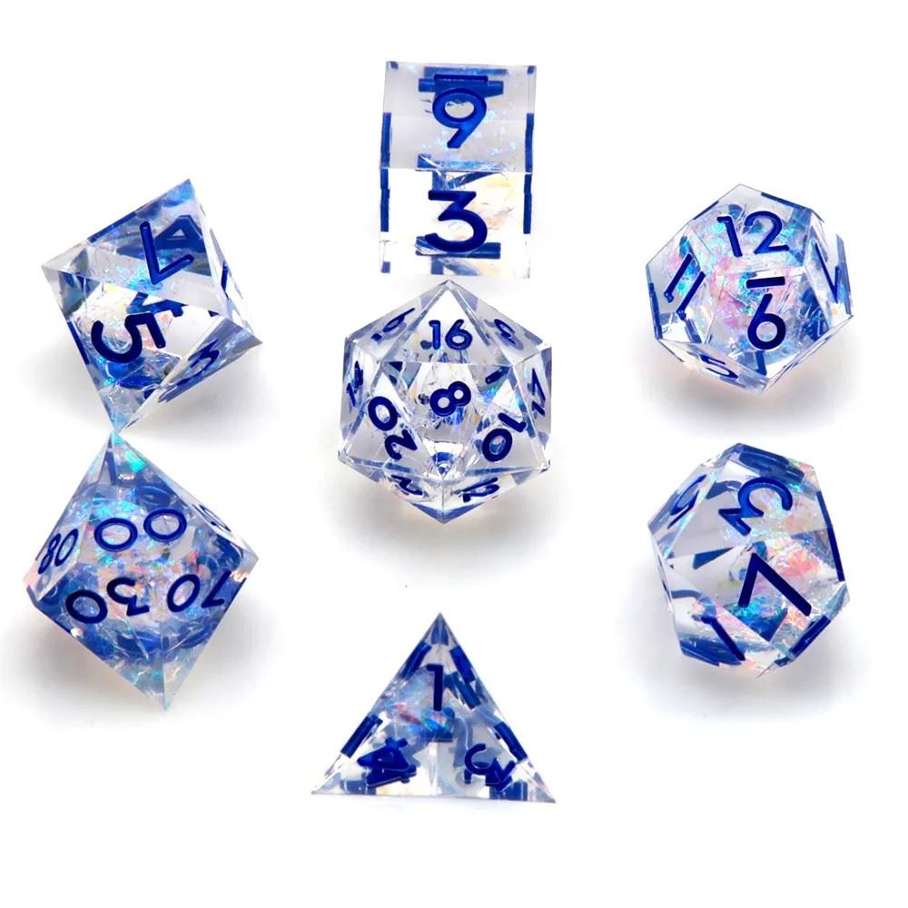 Candy in Clear Sharp Resin - 7pcs RPG Dice Set