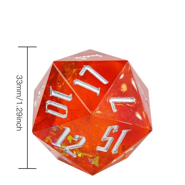 Candy in Orange with Yellow Foil Sharp Resin - D20 RPG Dice