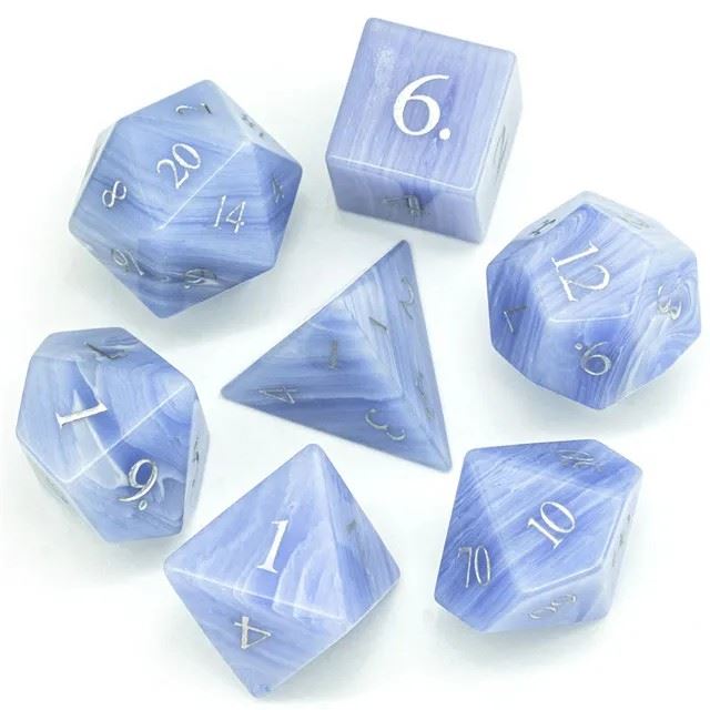 Purple Agate Gemstone - 7pcs RPG Dice Set