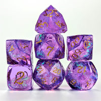 Thumbnail for 7pcs Dice Sharp Candy Facet Gold Font Purple