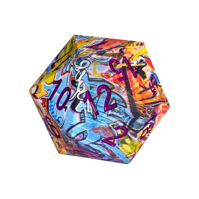 Graffiti on Hydro Dipped Resin  - 55mm D20 RPG Dice