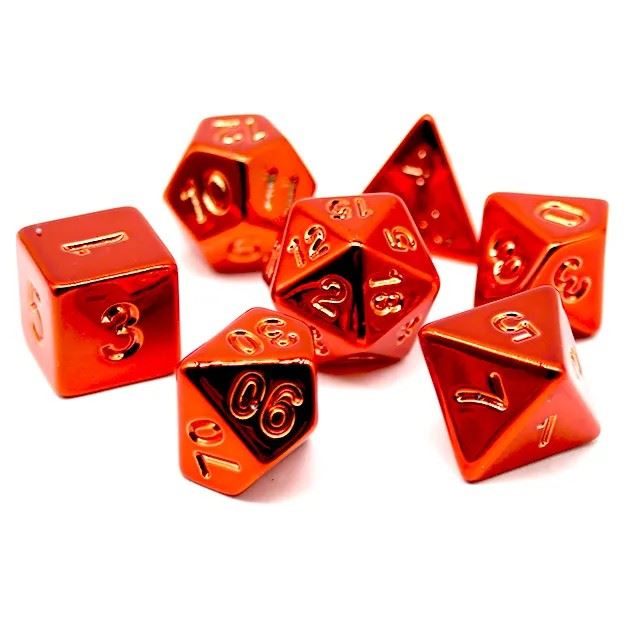 Red Metallic Acrylic - 7pcs RPG Dice Set