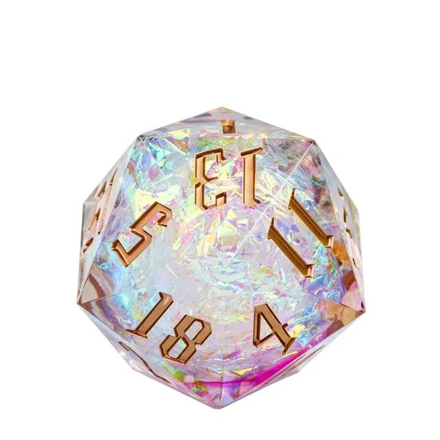 Candy in Pink & Clear with Foil & Swirl Sharp Resin - D20 RPG Dice