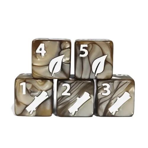 6pcs D6 16mm Dice Acrylic White Font Druid Brown