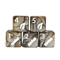 Thumbnail for 6pcs D6 16mm Dice Acrylic White Font Druid Brown