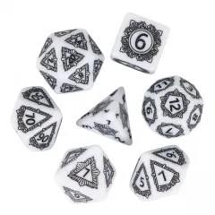 7pcs Dice Resin Pattern Dwarven Frame Black Font White