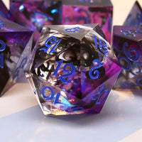 Thumbnail for Black Swirl in Purple & Black Sharp Resin - 7pcs RPG Dice Set