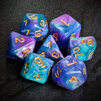 Thumbnail for Glitter in Purple & Blue Acrylic - 7pcs RPG Full Dice Set Top