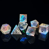 Thumbnail for 7pcs Dice Gem Frosted Glass Black Font Cracked Music Prism