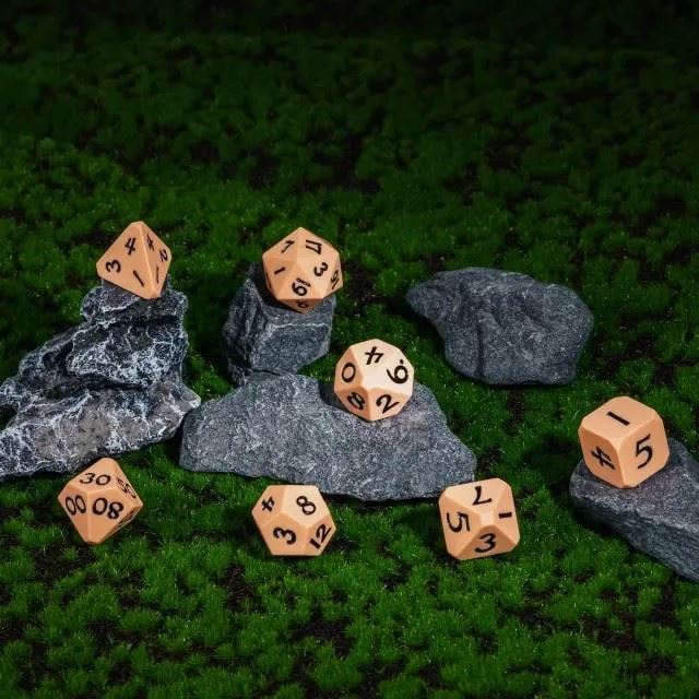 Black on Solid Pink Silicone - 7pcs RPG Full Dice Set