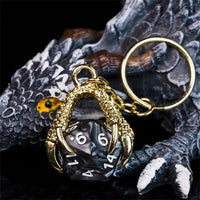 Thumbnail for Black & White Acrylic in  Gold Metal Claw - D20 Keyring