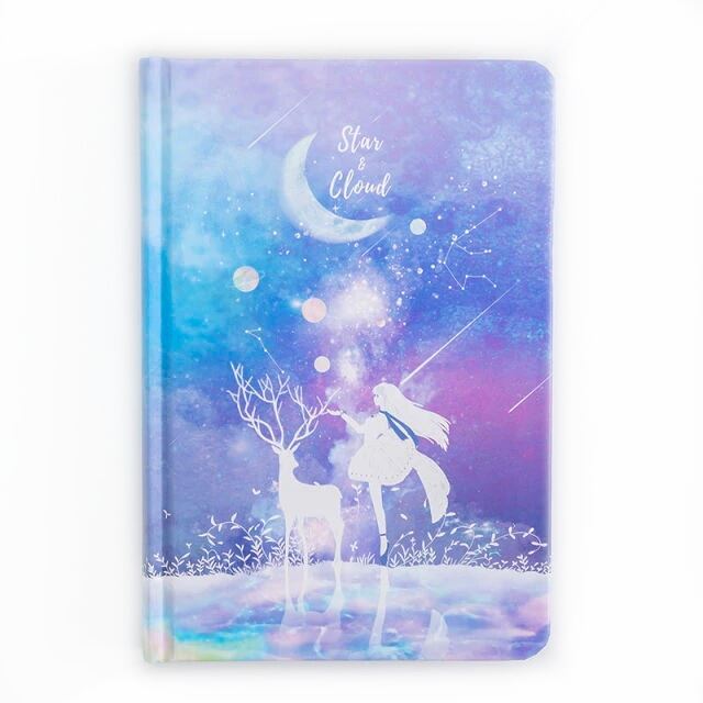 Starlight Stag Girl on Blue - B6 Hardback Notebook