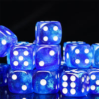 Thumbnail for 16mm Blue Acrylic with Glitter - 6pcs D6 RPG Dice Set