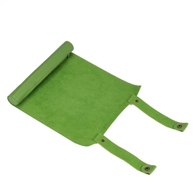 Green Velvet PU Leather Roll & Tray - Dice Storage