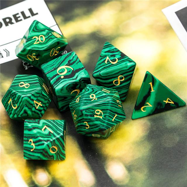 Green Malachite Gemstone - 7pcs RPG Dice Set