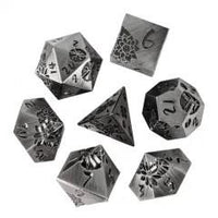 Thumbnail for Lotus Flower in Silver Metal - 7pcs RPG Dice Set