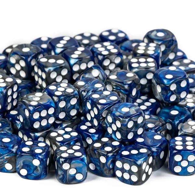 16mm Blue & Black Acrylic  - 6pcs D6 RPG Dice Set