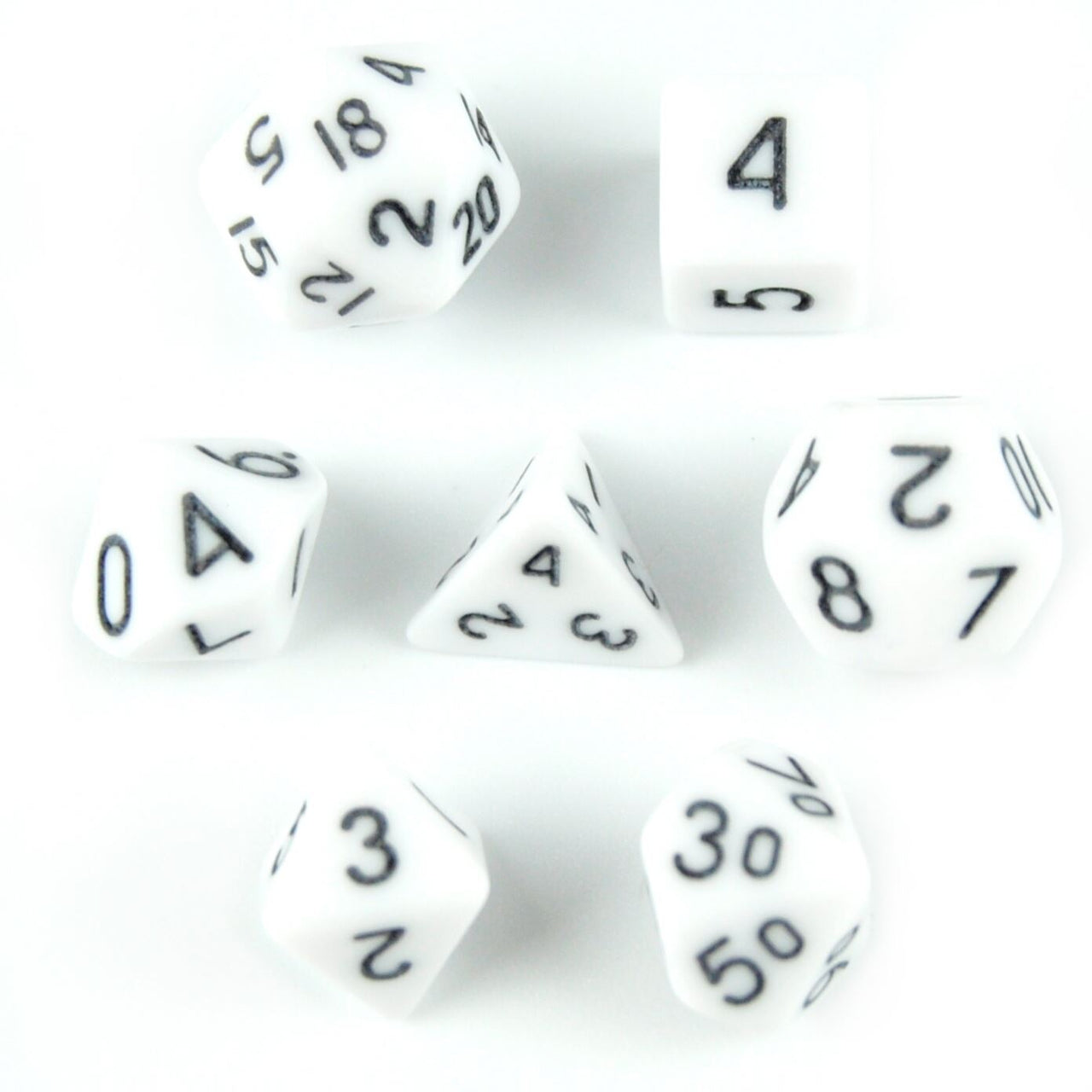 Solid White Acrylic - 7pcs RPG Mini Dice Set