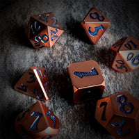 Thumbnail for Blue Font in Copper Metal - 7pcs RPG Dice Set