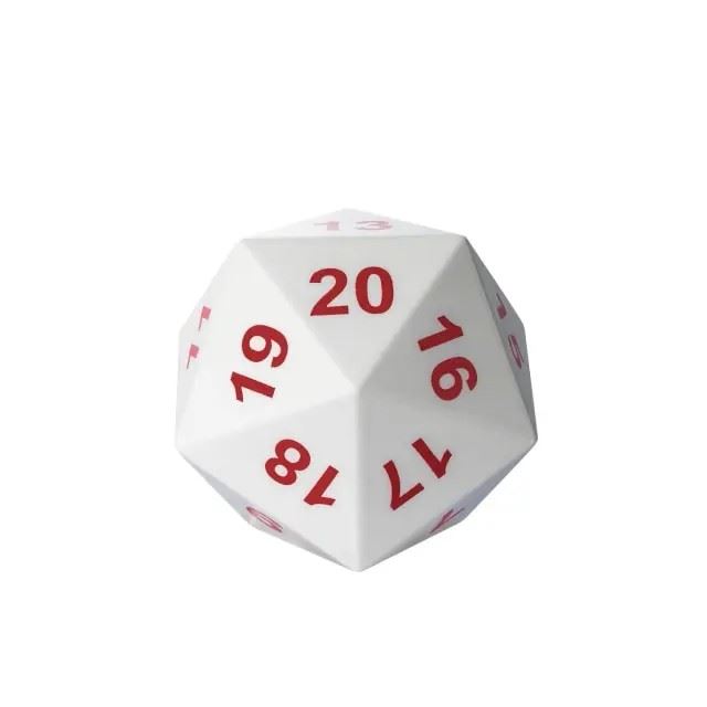 White D20 Foam Dice with Bag