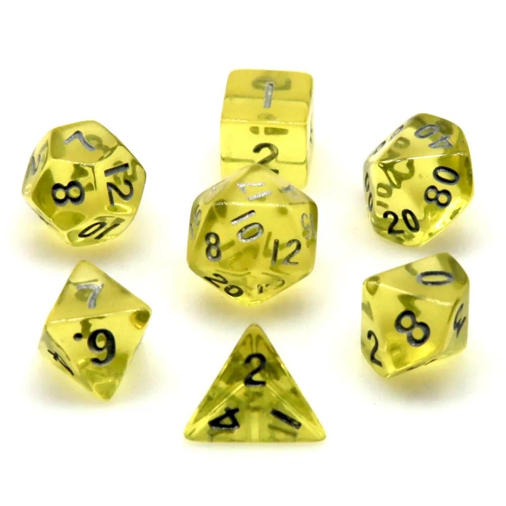 Yellow Acrylic - 7pcs RPG Mini Dice Set