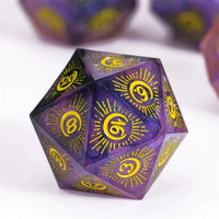 Thumbnail for Moon on Purple with Black Swirl Sharp Resin - 7pcs RPG Dice Set