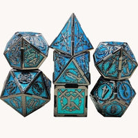 Thumbnail for 7pcs Dice Metal Sword Circle Nickel Font Blue