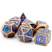 Thumbnail for Glitter Blue Enamel in Copper Metal - 7pcs RPG Dice Set