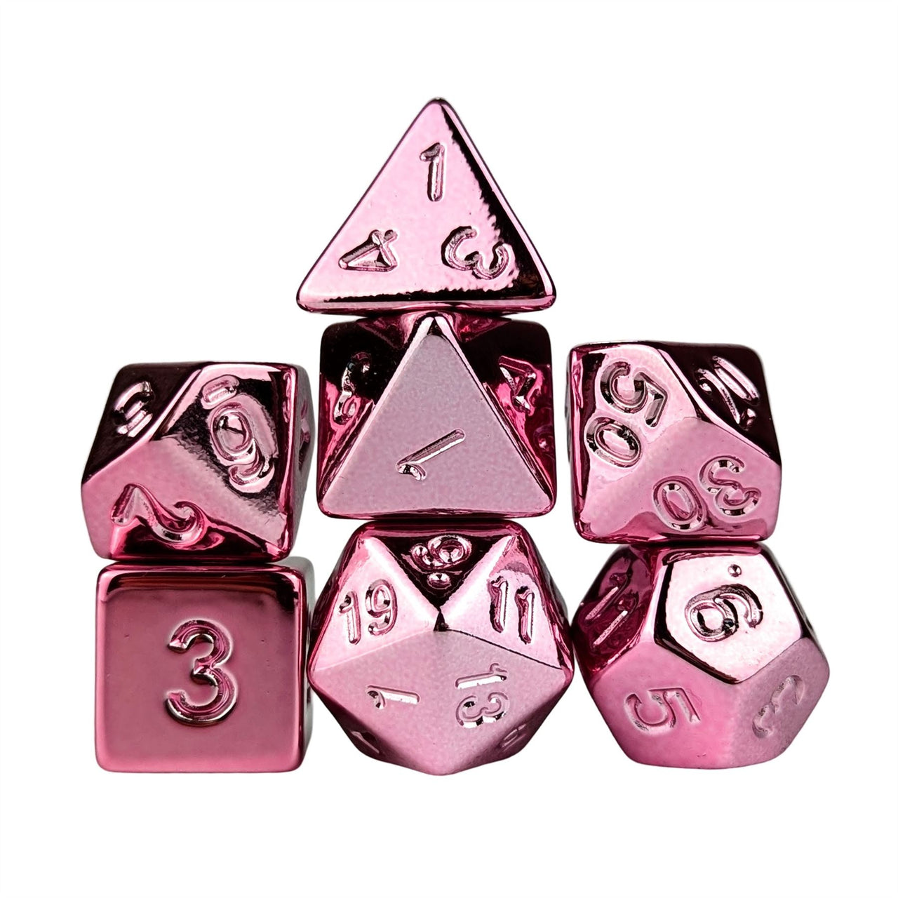 Pink Metallic Acrylic - 7pcs RPG Dice Set