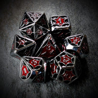 Thumbnail for Red & Black Spider's Web in Silver Metal - 7pcs RPG Dice Set