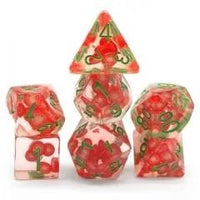 Thumbnail for 7pcs Dice Resin Filled Green Font Red Tomato Clear