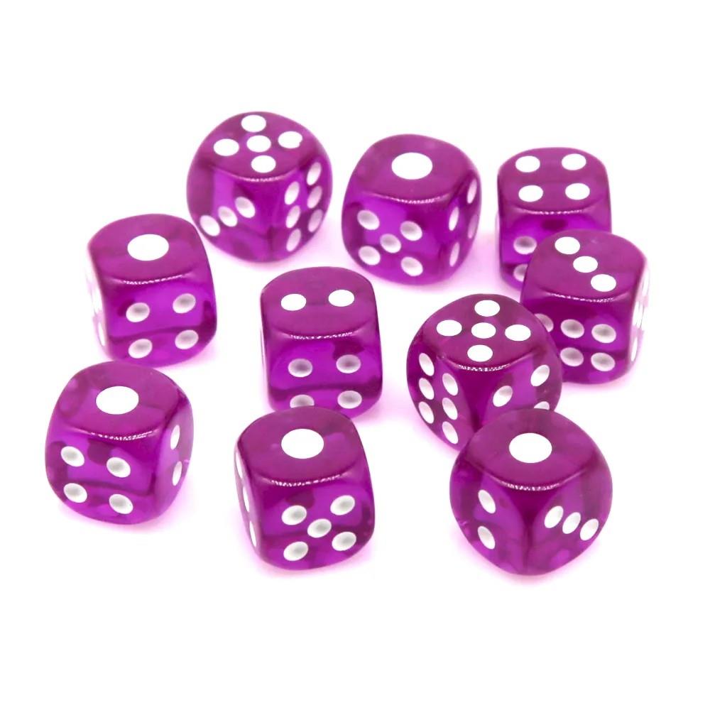 30pcs D6 12mm Dice Acrylic Pip White Font Clear Purple