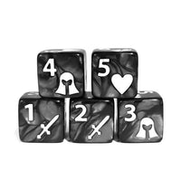 Thumbnail for 6pcs D6 16mm Dice Acrylic White Font Knight Black