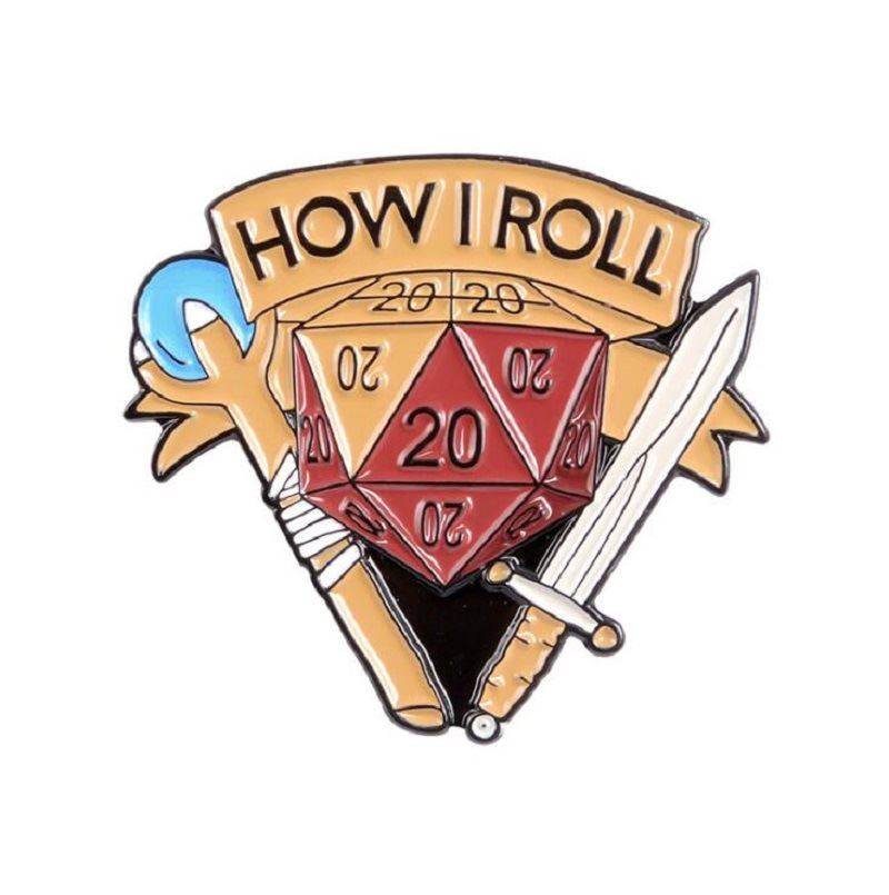 Black D20 How I Roll Pin - Novelty