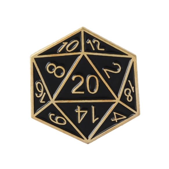 Black & Gold D20 Pin - Novelty