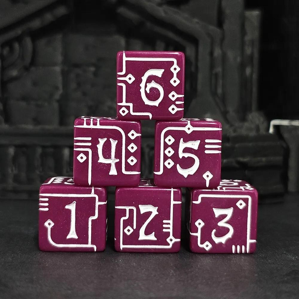 30pcs D6 16mm Dice Acrylic Circuit White Font Magenta