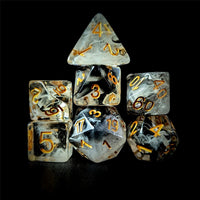 Thumbnail for Black & White Swirl in Clear Resin - 7pcs RPG Full Dice Set