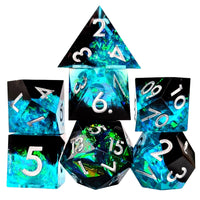 Thumbnail for Candy in Cyan & Black Sharp Resin - 7pcs RPG Dice Set