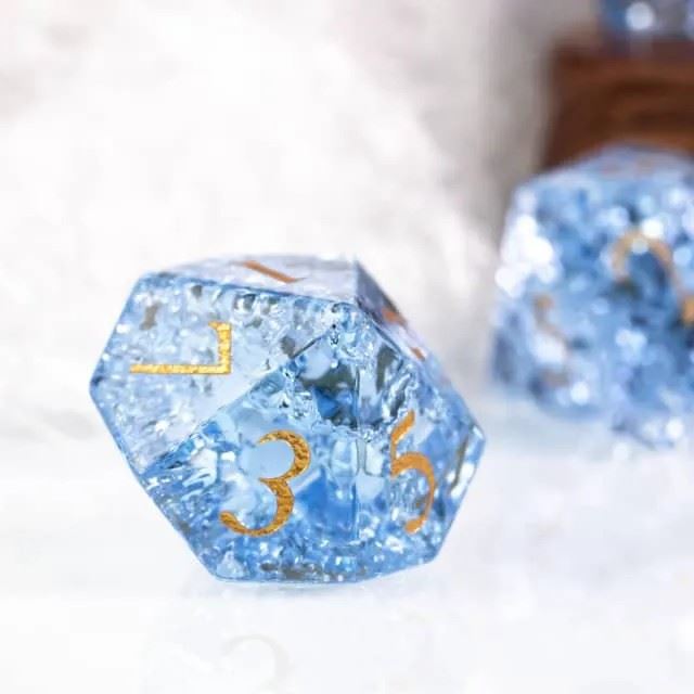 Cracked Blue Glass - 7pcs RPG Dice Set