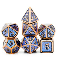 Thumbnail for Glitter Blue Enamel in Copper Metal - 7pcs RPG Dice Set