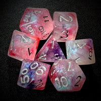 Thumbnail for Glitter in Pink & Purple Resin - 7pcs RPG Full Dice Set