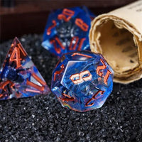 Thumbnail for Spider in Clear & Blue Filled Sharp Resin - 7pcs RPG Dice Set