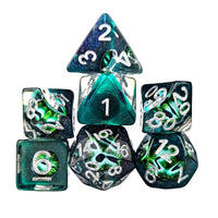 Thumbnail for Demon Eye in Clear Green & Teal Resin - 7pcs RPG Full Dice Set