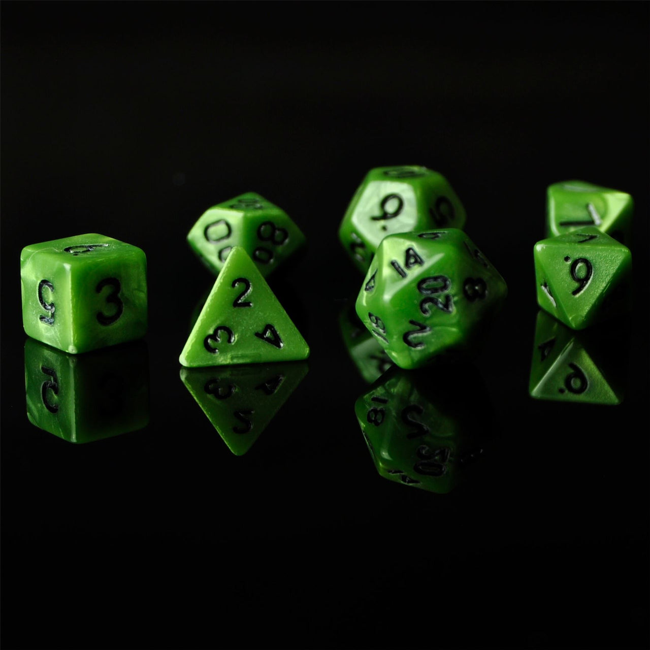 Silk Olive Green Acrylic - 7pcs RPG Mini Dice Set