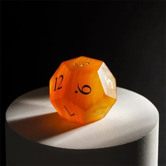 Orange Agate Gemstone - 7pcs RPG Dice Set