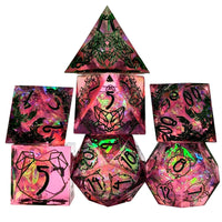 Thumbnail for Beasts on Clear & Pink with Candy Sharp Resin - 7pcs RPG Dice Set