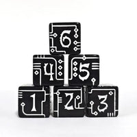Thumbnail for 6pcs D6 16mm Dice Acrylic Circuit White Font Black